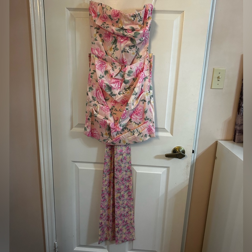 Floral Strapless Dress - Pink and Green (New with Tag)